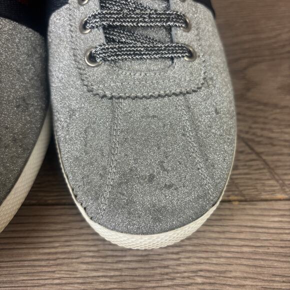 GUCCI 414684 Bambi Web Glitter Stud Silver Sneakers Men's 11.5 Low Top Shoes - Picture 11 of 16